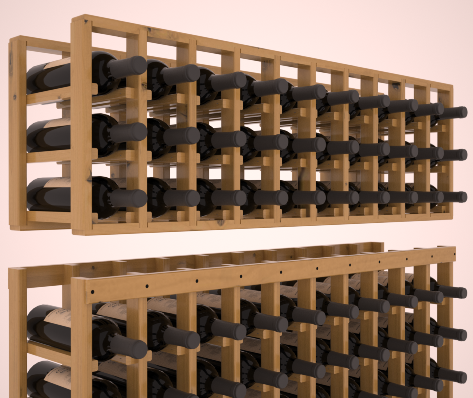 InstaCellar - 10 Column Standard Extender Rack in Knotty Alder Oak stained with WineSafe™ Satin Sealant