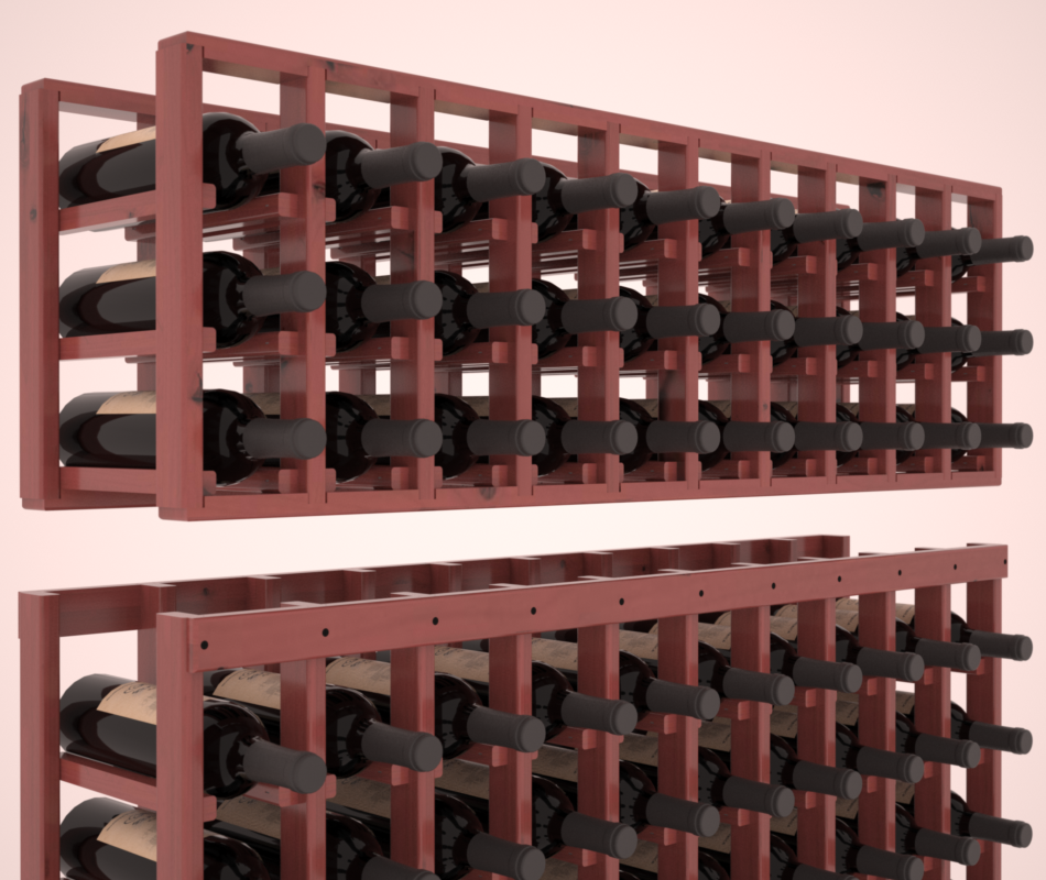 InstaCellar - 10 Column Standard Extender Rack in Knotty Alder Cherry stained with WineSafe™ Satin Sealant