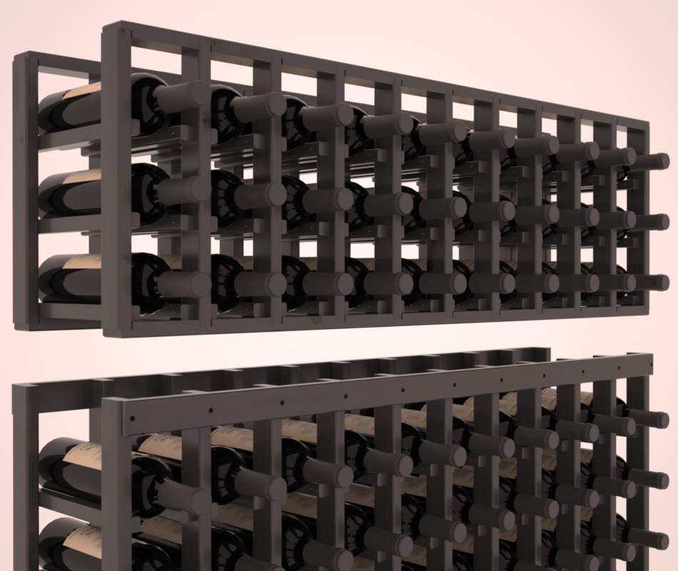 InstaCellar - 10 Column Standard Extender Rack in Knotty Alder Black stained with WineSafe™ Satin Sealant