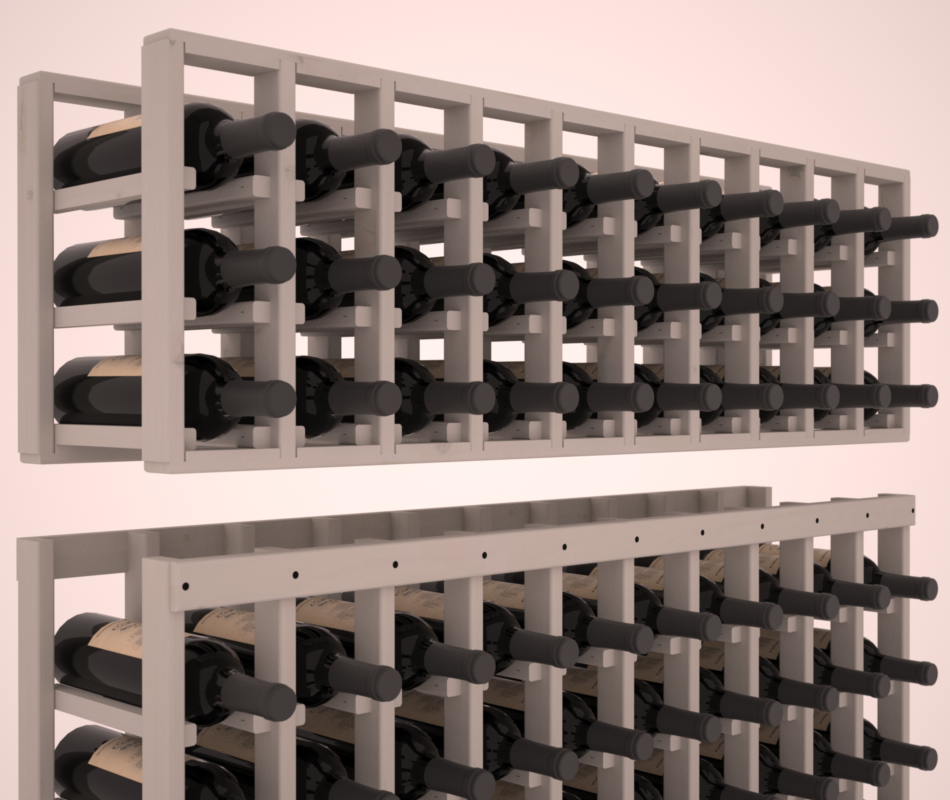 InstaCellar - 10 Column Standard Extender Rack in Knotty Alder Greywash stained without WineSafe™ Satin Sealant