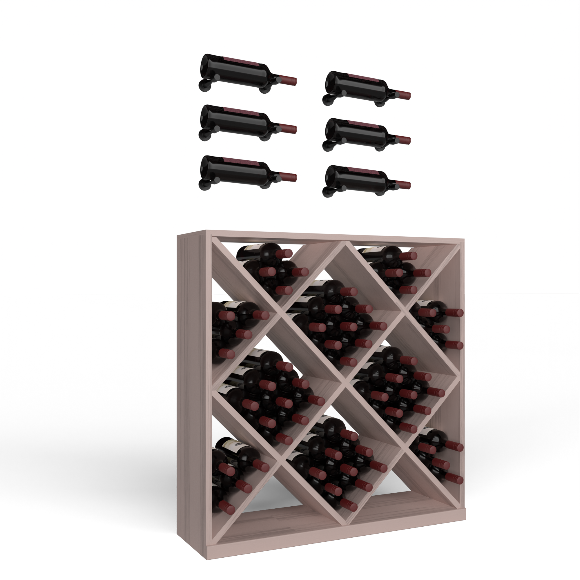 Wine Room Essentials Bundle - Diamond Cube x Vino Pin Designer Kit in Matte Black Metal in Premium Redwood Greywash stained with WineSafe™ Satin Sealant