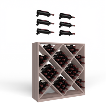 Wine Room Essentials Bundle - Diamond Cube x Vino Pin Designer Kit in Matte Black Metal in Premium Redwood Greywash stained with WineSafe™ Satin Sealant