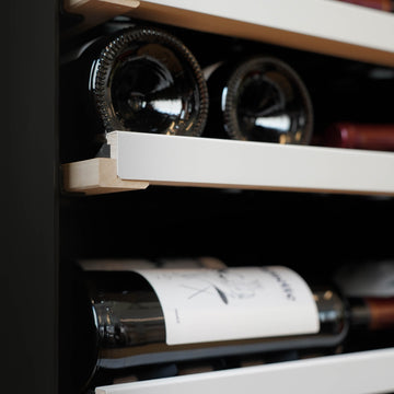 Goguette Large Single Zone Wine Fridge with Presentation Row Upgrade – White | 150+ Bottle Capacity