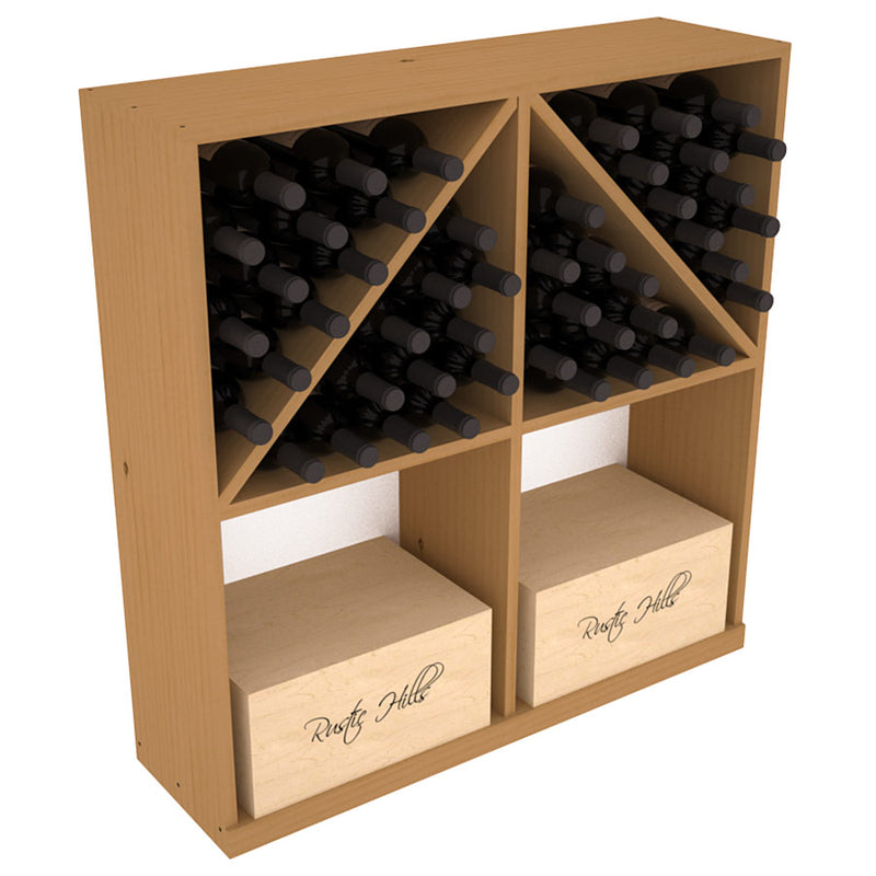 InstaCellar - Solid Case/Bottle Bin with Top in Ponderosa Pine Oak stained without WineSafe™ Satin Sealant