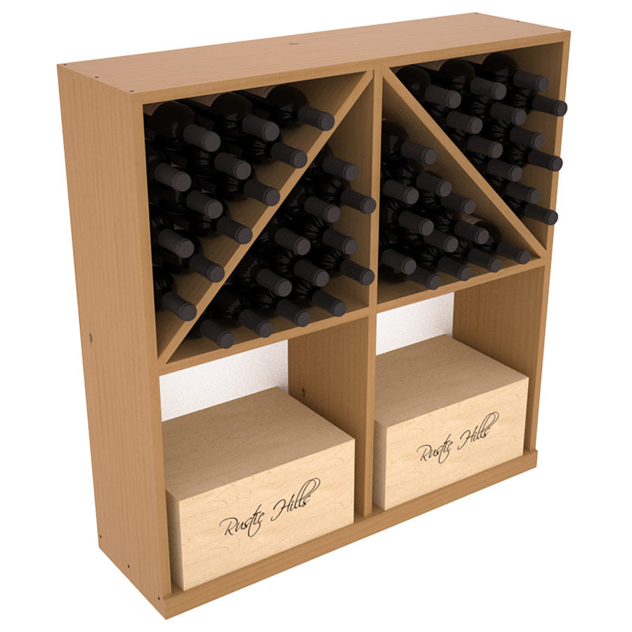 InstaCellar - Solid Case/Bottle Bin with Top in Ponderosa Pine Oak stained with WineSafe™ Satin Sealant