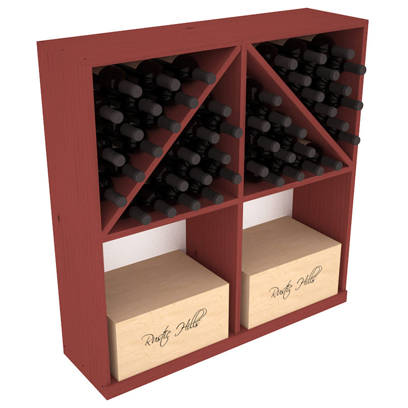 InstaCellar - Solid Case/Bottle Bin with Top in Ponderosa Pine Cherry stained without WineSafe™ Satin Sealant
