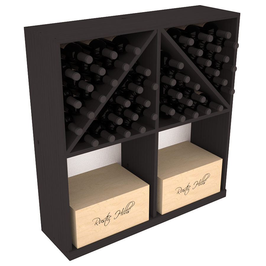 InstaCellar - Solid Case/Bottle Bin with Top in Ponderosa Pine Black stained without WineSafe™ Satin Sealant