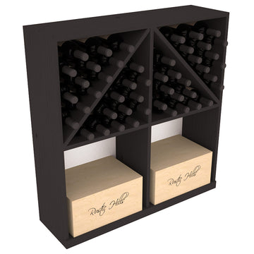 InstaCellar - Solid Case/Bottle Bin with Top in Ponderosa Pine Black stained without WineSafe™ Satin Sealant