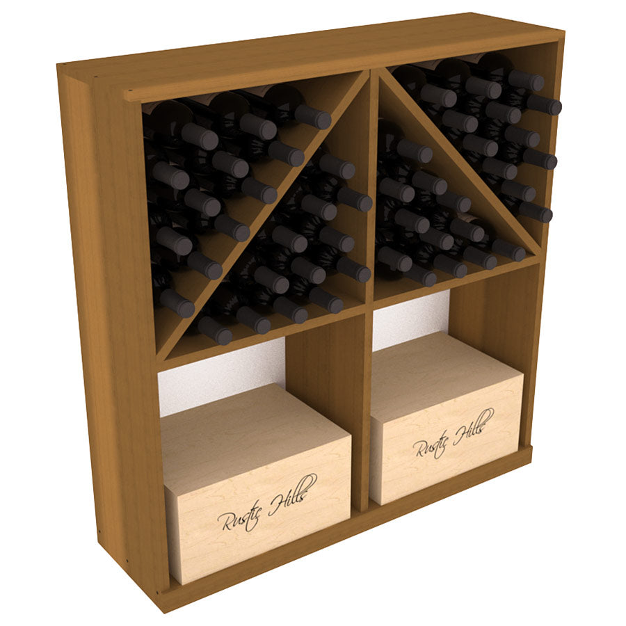 InstaCellar - Solid Case/Bottle Bin with Top in Premium Redwood Oak stained without WineSafe™ Satin Sealant