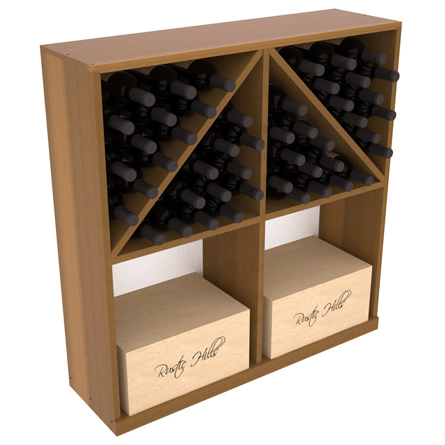 InstaCellar - Solid Case/Bottle Bin with Top in Premium Redwood Oak stained with WineSafe™ Satin Sealant
