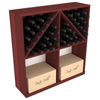InstaCellar - Solid Case/Bottle Bin with Top in Premium Redwood Cherry stained without WineSafe™ Satin Sealant