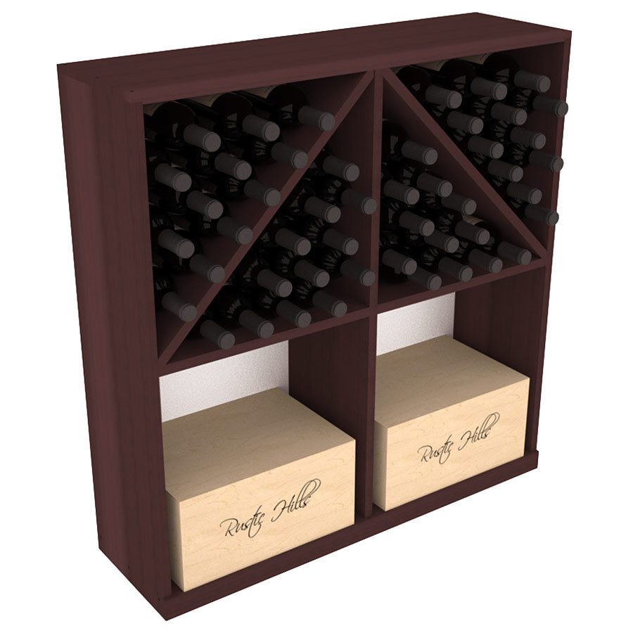 InstaCellar - Solid Case/Bottle Bin with Top in Premium Redwood Walnut stained without WineSafe™ Satin Sealant