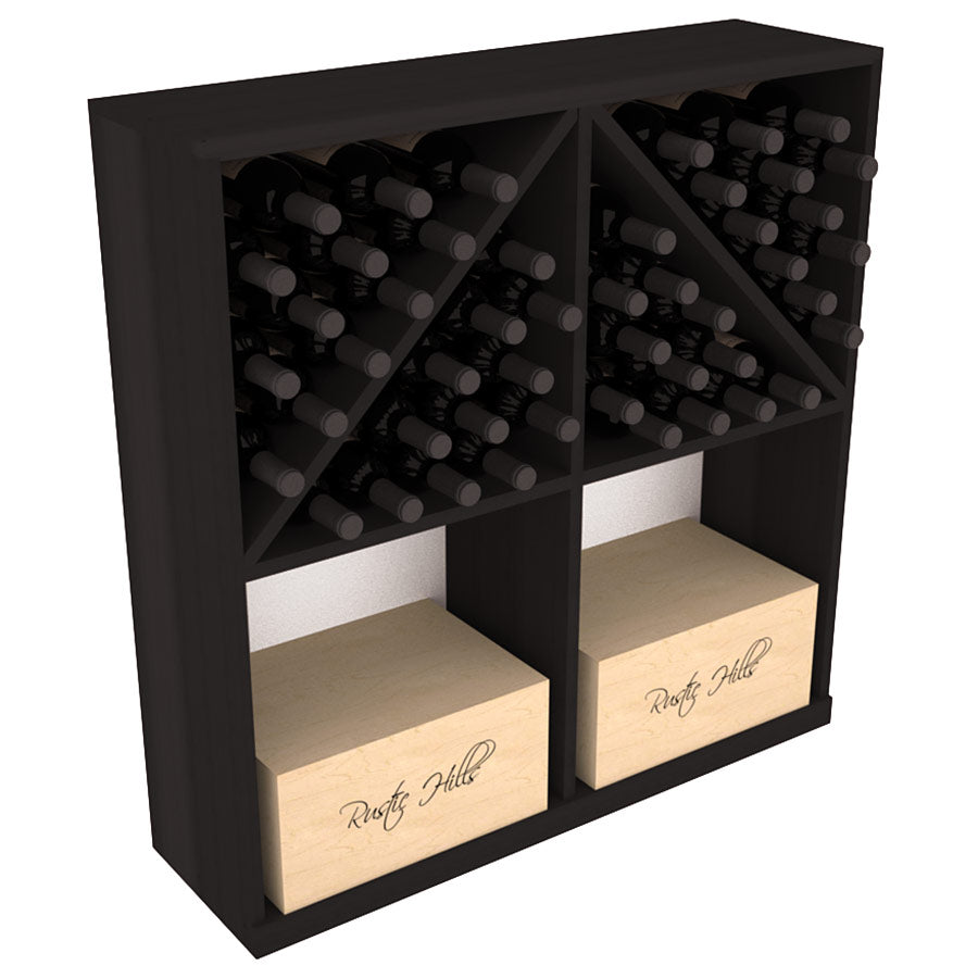 InstaCellar - Solid Case/Bottle Bin with Top in Premium Redwood Black stained without WineSafe™ Satin Sealant