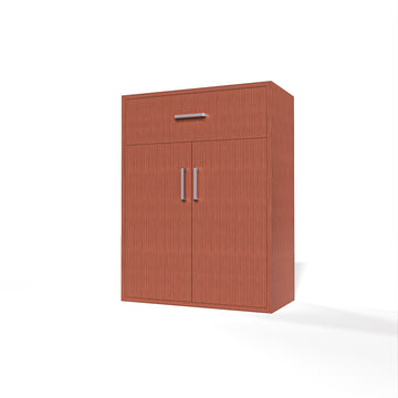 GrandCellar™ - 6 Column Full-Depth Wine & Liquor Cabinet, Silver Handle Pulls in Sapele Mahogany Unstained with WineSafe™ Satin Sealant