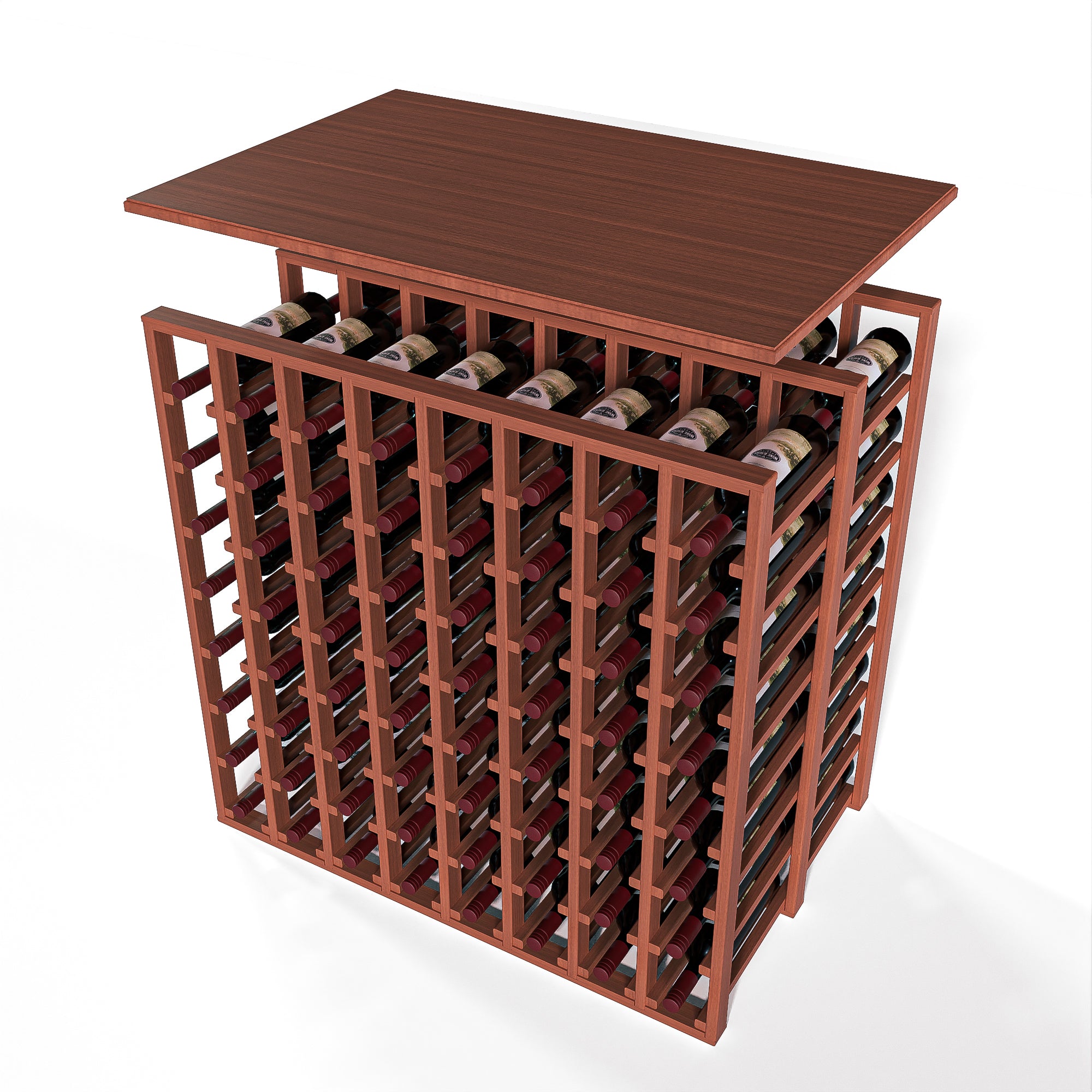 GrandCellar™ - 8 Column Full-Depth Double Deep Solid Top in Sapele Mahogany Unstained with WineSafe™ Satin Sealant