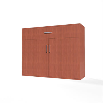 GrandCellar™ - 10 Column Full-Depth Wine & Liquor Cabinet, Silver Handle Pulls in Sapele Mahogany Unstained with WineSafe™ Satin Sealant