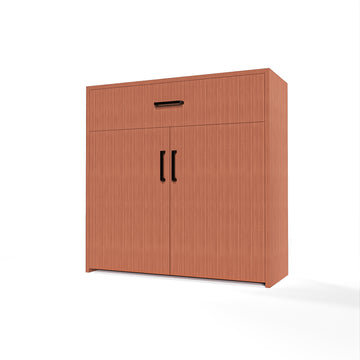 GrandCellar™ - 8 Column Full-Depth Wine & Liquor Cabinet - Black Handle Pulls in Sapele Mahogany Unstained without WineSafe™ Satin Sealant