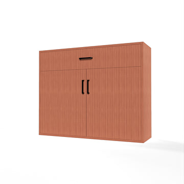 GrandCellar™ - 10 Column Full-Depth Wine & Liquor Cabinet - Black Handle Pulls in Sapele Mahogany Unstained without WineSafe™ Satin Sealant