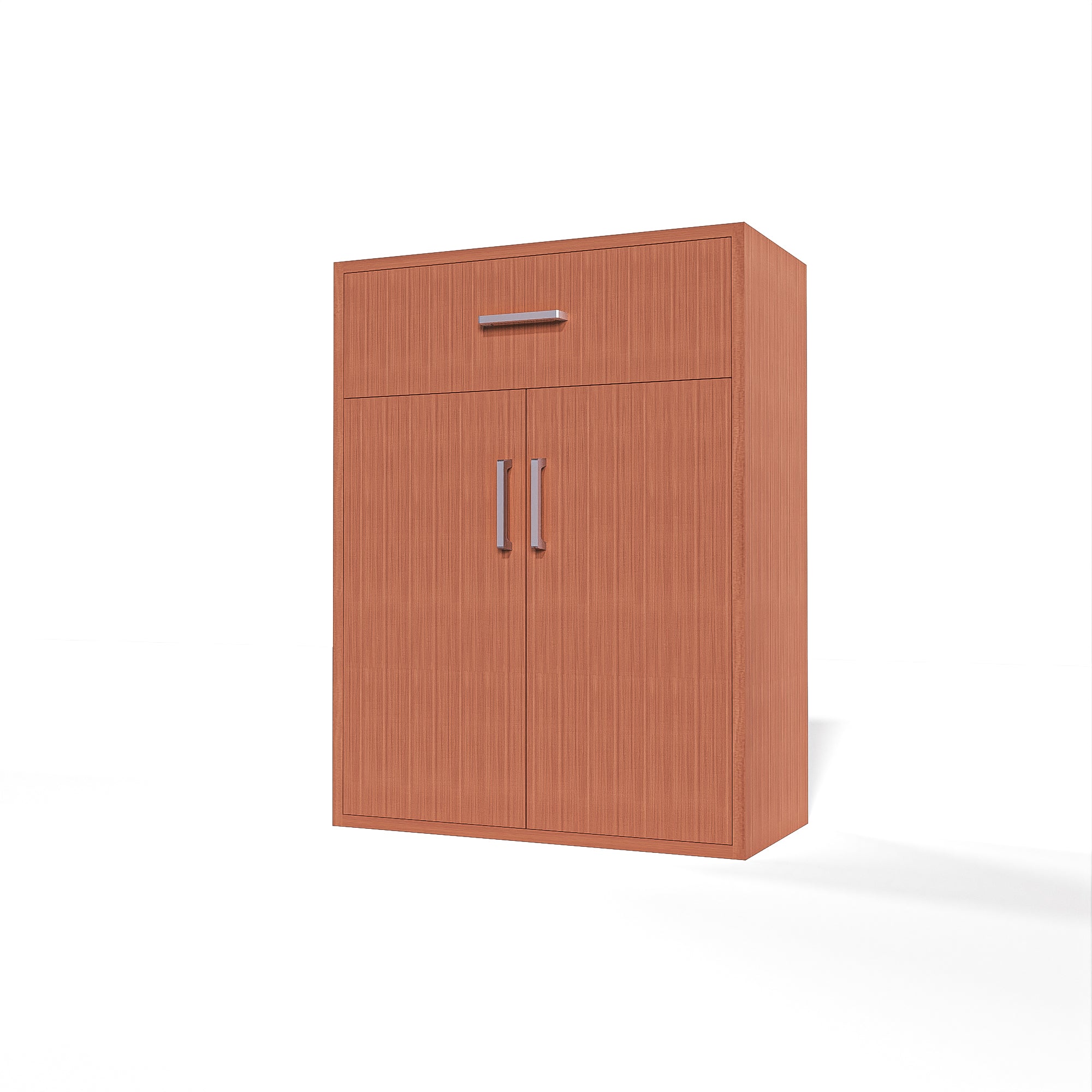 GrandCellar™ - 6 Column Full-Depth Wine & Liquor Cabinet, Silver Handle Pulls in Sapele Mahogany Unstained without WineSafe™ Satin Sealant