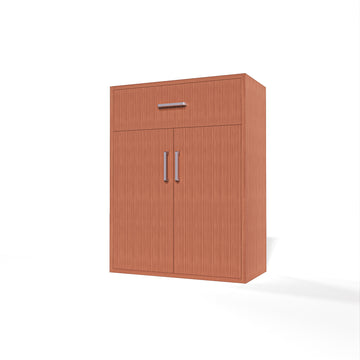 GrandCellar™ - 6 Column Full-Depth Wine & Liquor Cabinet, Silver Handle Pulls in Sapele Mahogany Unstained without WineSafe™ Satin Sealant