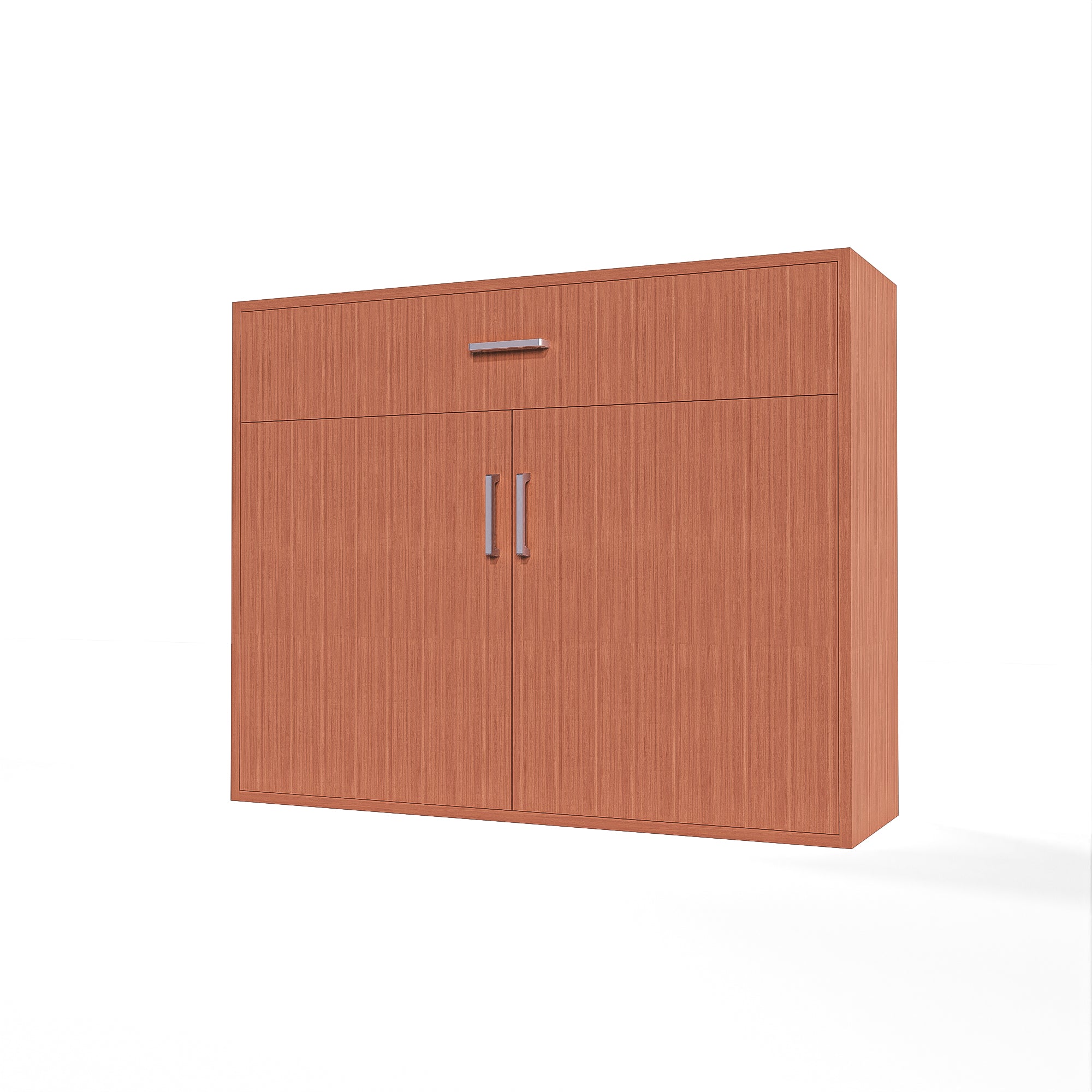 GrandCellar™ - 10 Column Full-Depth Wine & Liquor Cabinet, Silver Handle Pulls in Sapele Mahogany Unstained without WineSafe™ Satin Sealant