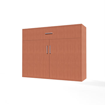 GrandCellar™ - 10 Column Full-Depth Wine & Liquor Cabinet, Silver Handle Pulls in Sapele Mahogany Unstained without WineSafe™ Satin Sealant