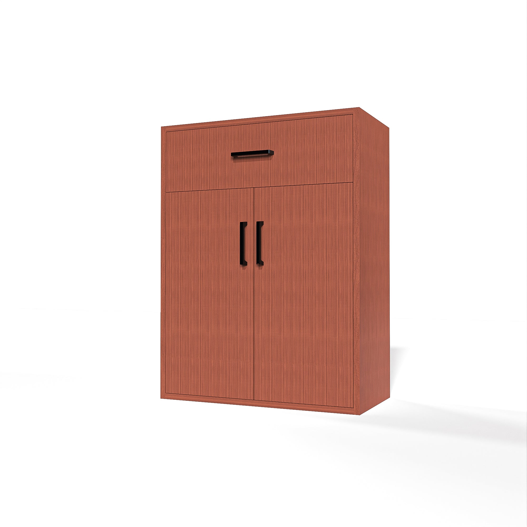 GrandCellar™ - 6 Column Full-Depth Wine & Liquor Cabinet - Black Handle Pulls in Sapele Mahogany Unstained with WineSafe™ Satin Sealant