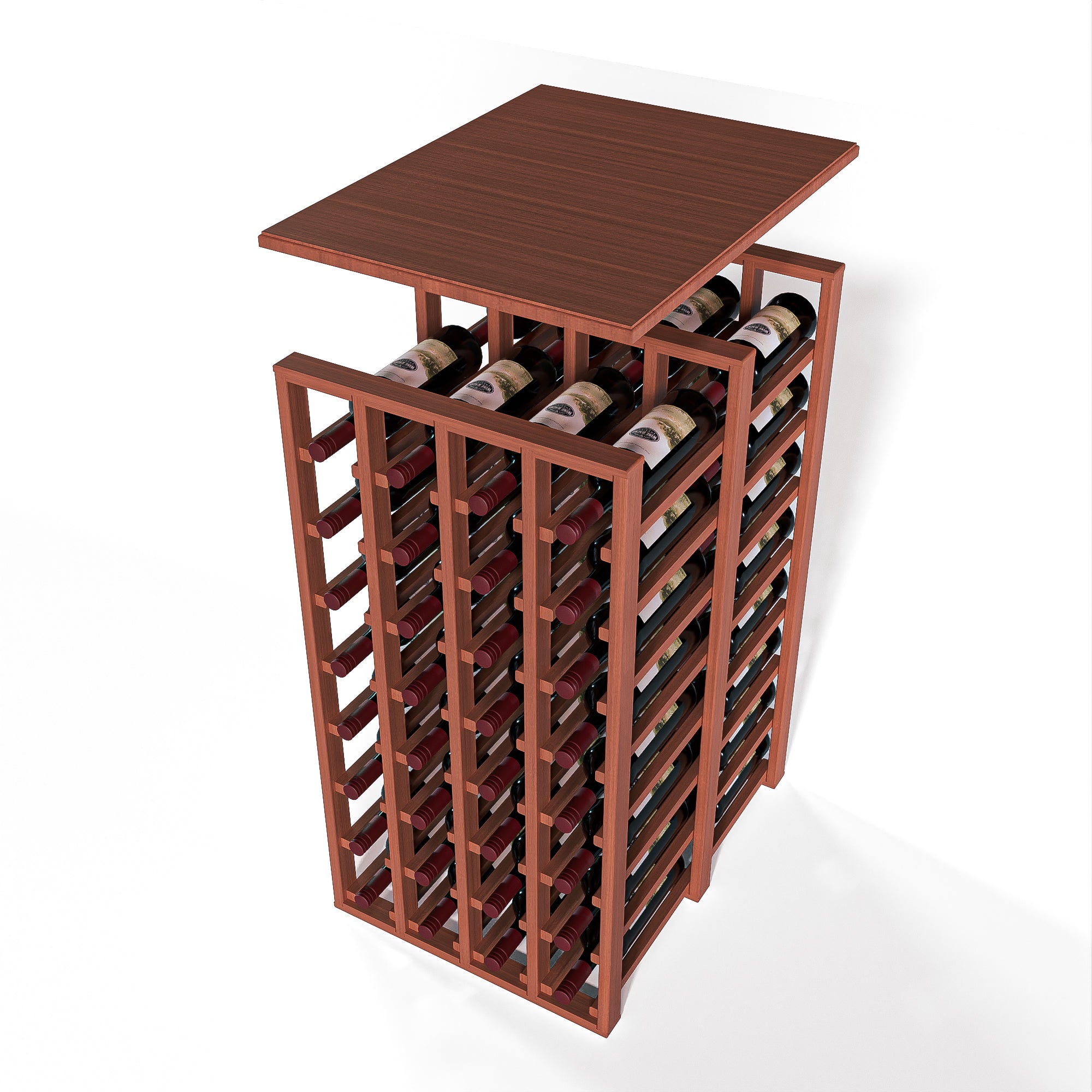 GrandCellar™ - 4 Column Full-Depth Double Deep Solid Top in Sapele Mahogany Unstained with WineSafe™ Satin Sealant