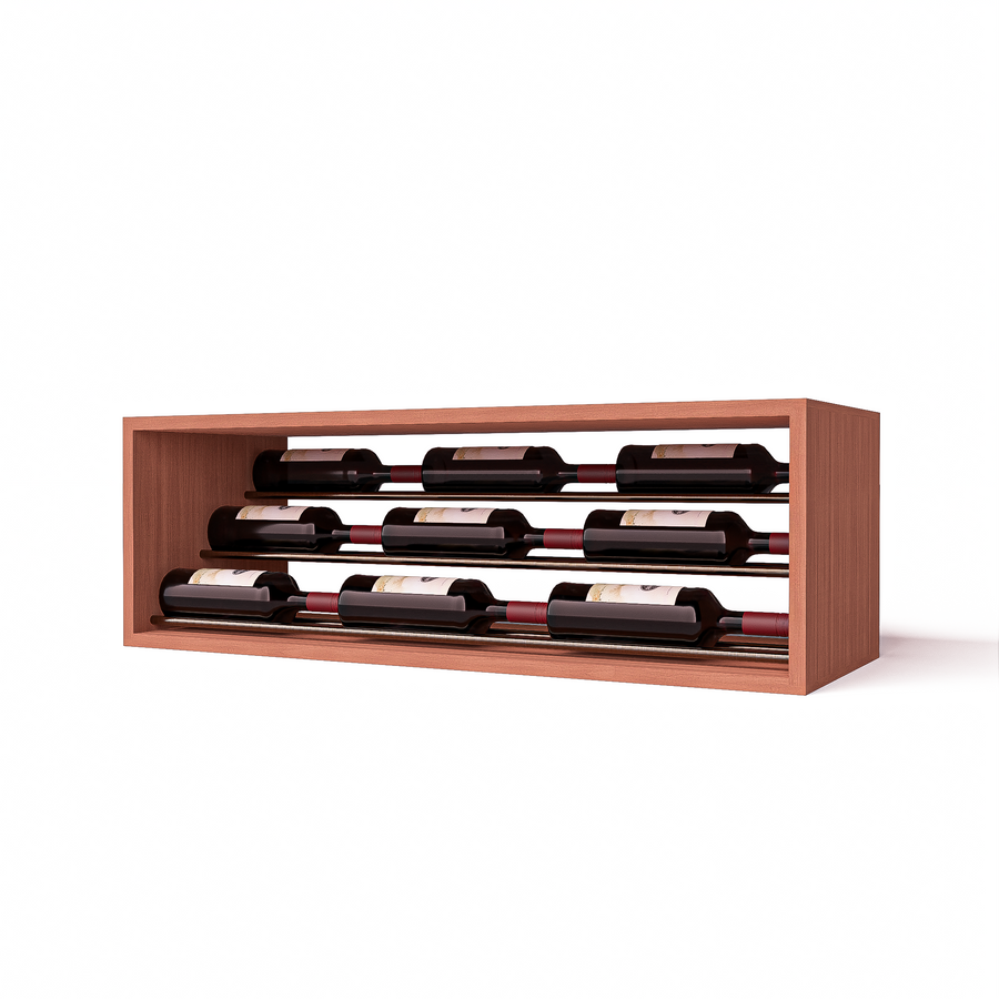 GrandCellar™ - 8 Column Waterfall Label-Forward Wine Display - 12" - Gold Rods