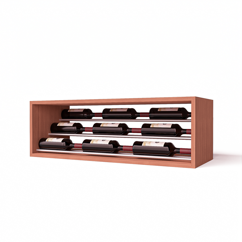 GrandCellar™ - 8 Column Waterfall Label-Forward Wine Display - 12" Silver Metal Rods