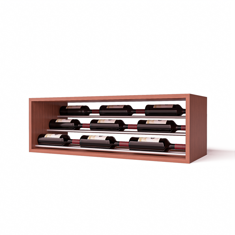 GrandCellar™ - 8 Column Waterfall Label-Forward Wine Display - 12" Silver Metal Rods