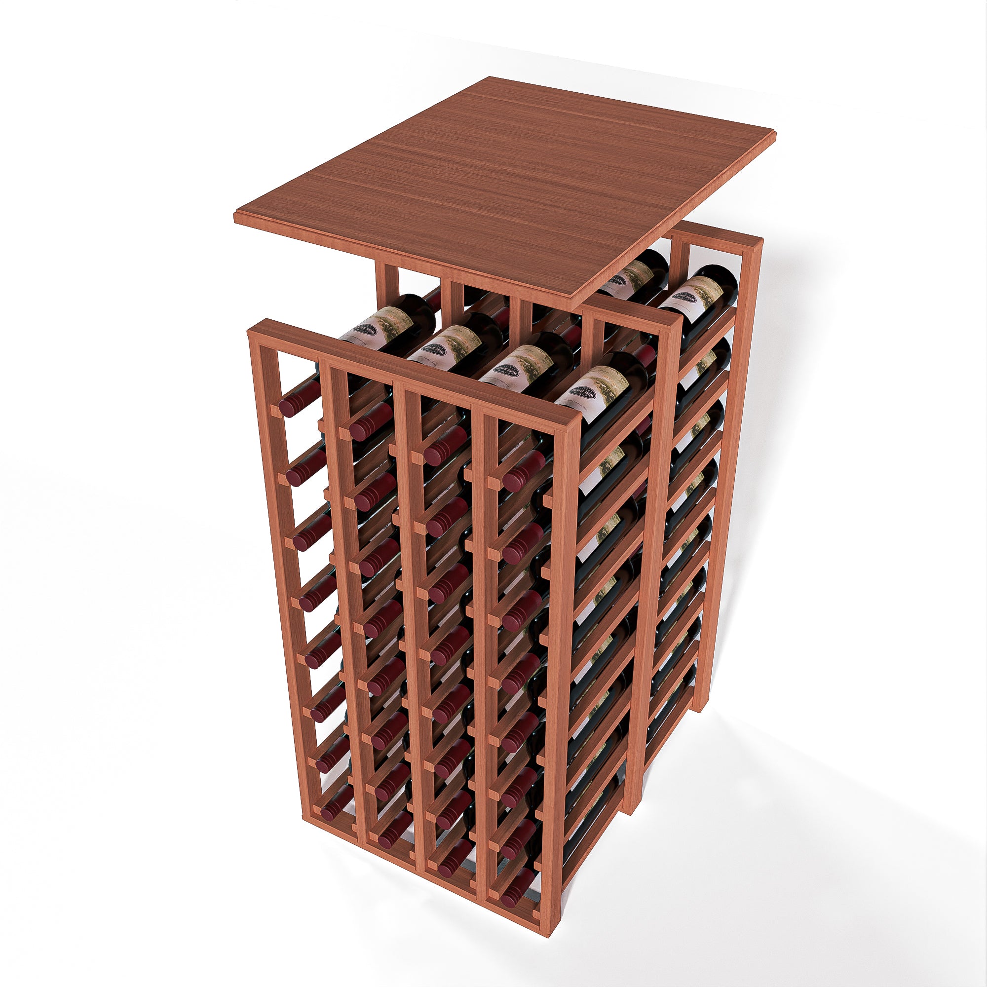 GrandCellar™ - 4 Column Full-Depth Double Deep Solid Top in Sapele Mahogany Unstained without WineSafe™ Satin Sealant