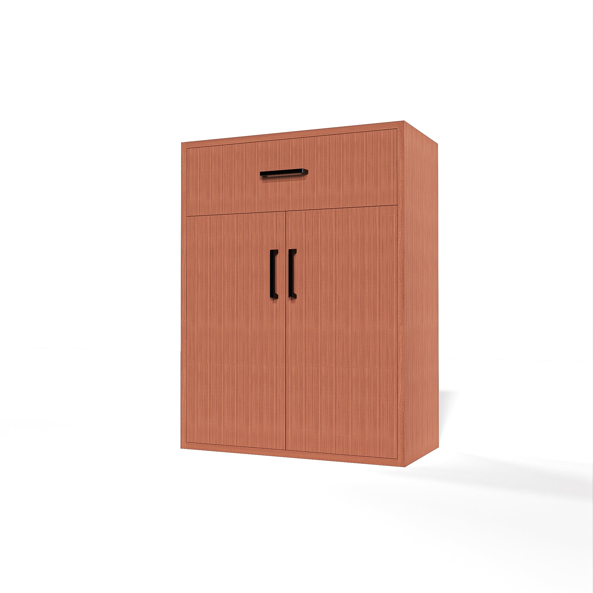 GrandCellar™ - 6 Column Full-Depth Wine & Liquor Cabinet - Black Handle Pulls in Sapele Mahogany Unstained without WineSafe™ Satin Sealant