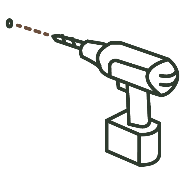 Outline of a drill on a white background
