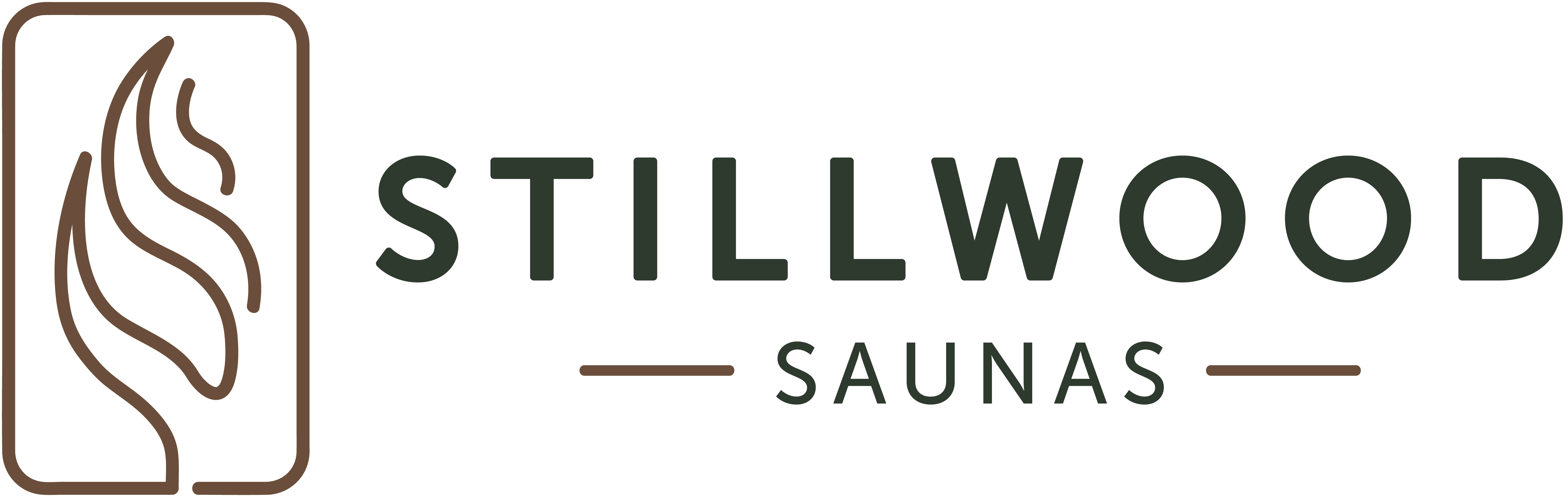 Logo of Stillwood Saunas with a stylized sauna steam symbol on a white background