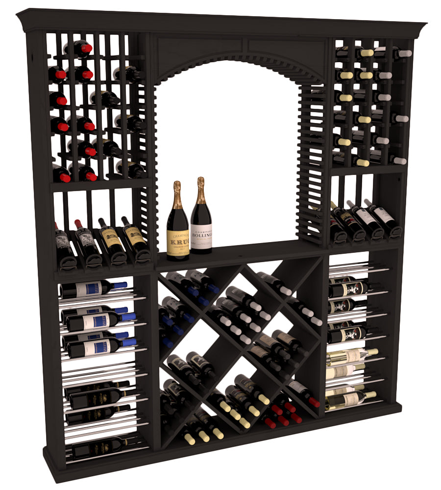 InstaCellar - Arezzo Wine Cellar Kit in Ponderosa Pine Black stained without WineSafe™ Satin Sealant
