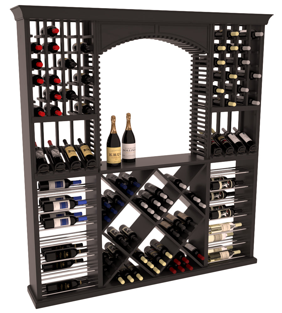 InstaCellar - Arezzo Wine Cellar Kit in Ponderosa Pine Black stained with WineSafe™ Satin Sealant
