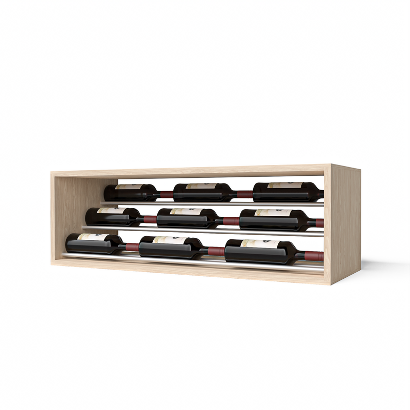 GrandCellar™ - 8 Column Waterfall Label-Forward Wine Display - 12" Silver Metal Rods