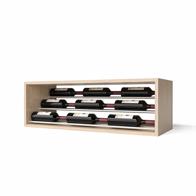 GrandCellar™ - 8 Column Waterfall Label-Forward Wine Display - 12" Silver Metal Rods