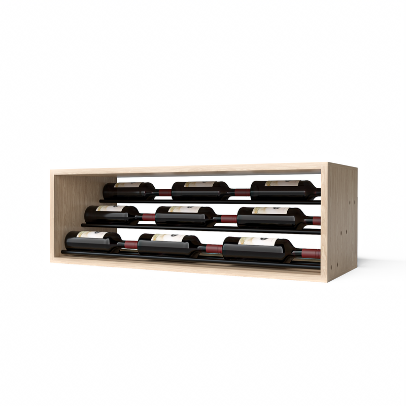 GrandCellar™ - 8 Column Waterfall Label-Forward Wine Display - 12" - Black Metal Rods