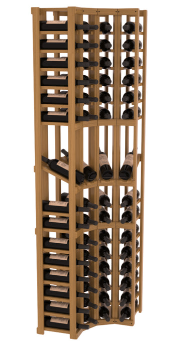 InstaCellar - 4 Column Corner Display Row Rack in Grand Mahogany Oak stained with WineSafe™ Satin Sealant