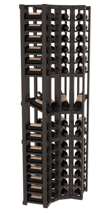 InstaCellar - 4 Column Corner Display Row Rack in Grand Mahogany Black stained with WineSafe™ Satin Sealant