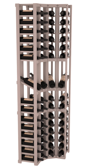 InstaCellar - 4 Column Corner Display Row Rack in Grand Mahogany Greywash stained without WineSafe™ Satin Sealant
