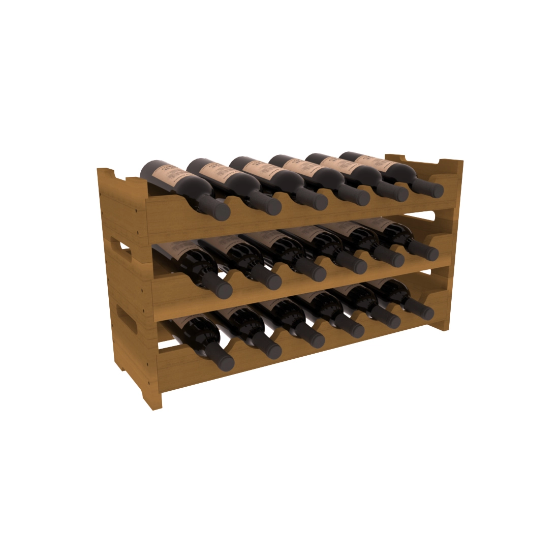 Living Series - 18 Bottle Mini Scalloped Rack in Redwood Oak stained without WineSafe™ Satin Sealant