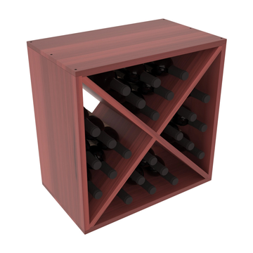 Living Series - 24 Bottle Wine Cube in Redwood Cherry stained with WineSafe™ Satin Sealant