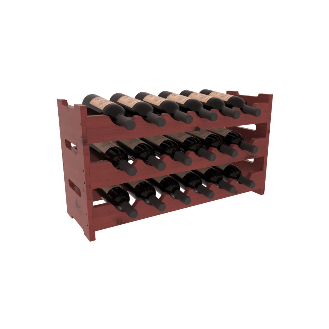 Living Series - 18 Bottle Mini Scalloped Rack in Alder Cherry stained with WineSafe™ Satin Sealant