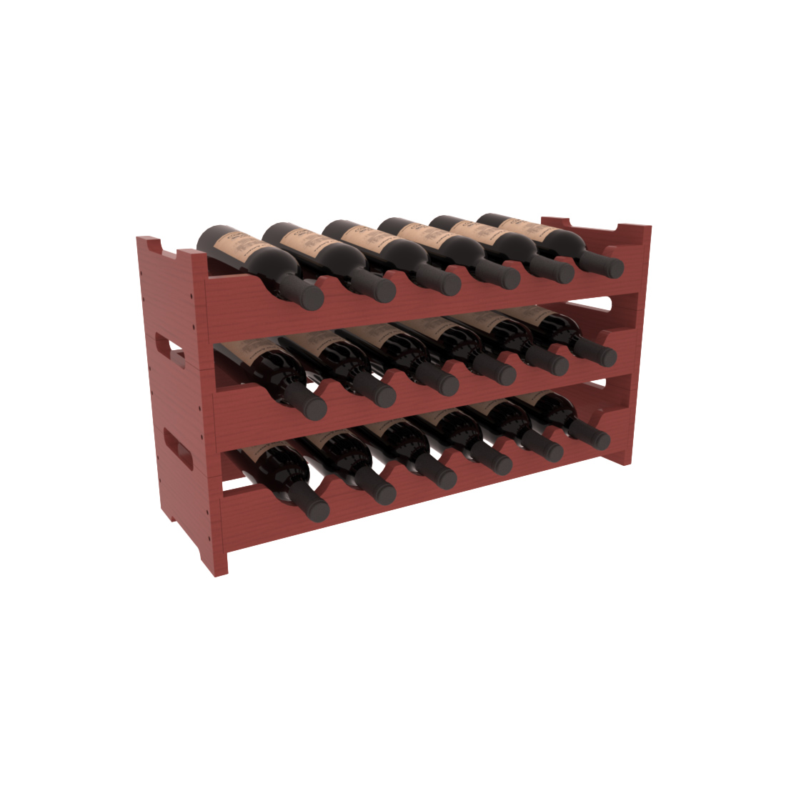 Living Series - 18 Bottle Mini Scalloped Rack in Pine Cherry stained with WineSafe™ Satin Sealant