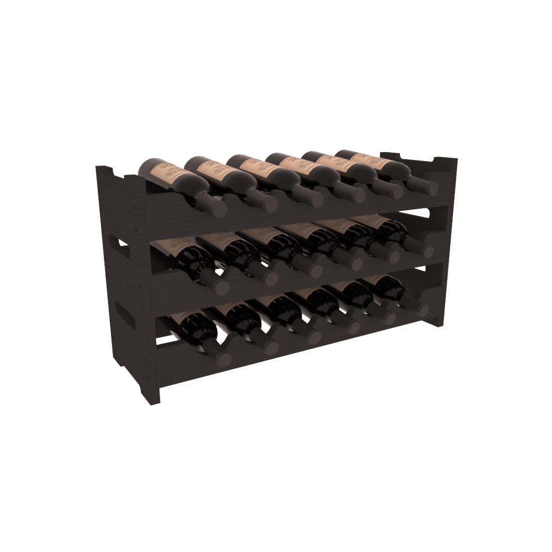 Living Series - 18 Bottle Mini Scalloped Rack in Pine Black stained without WineSafe™ Satin Sealant