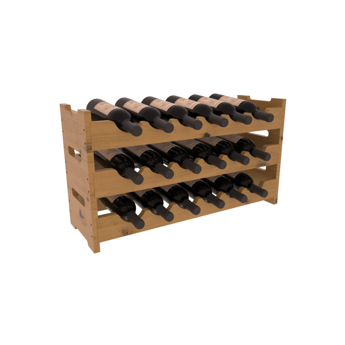 Living Series - 18 Bottle Mini Scalloped Rack in Alder Oak stained with WineSafe™ Satin Sealant