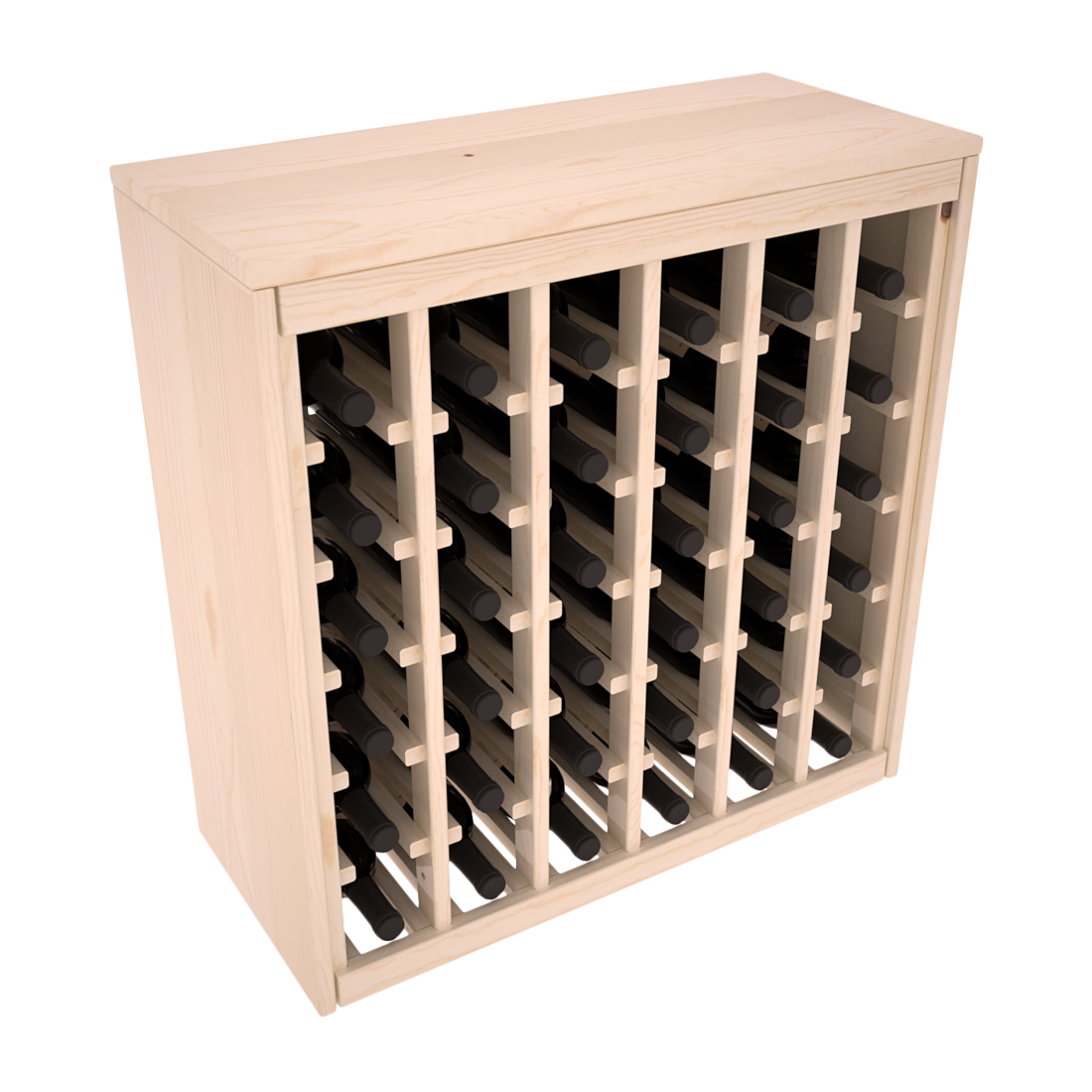 Living Series - 36 Bottle Deluxe Rack in Pine Unstained with WineSafe™ Satin Sealant
